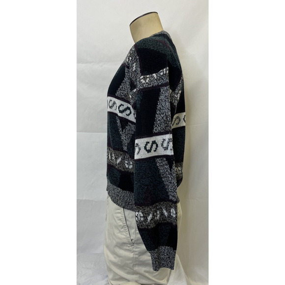 Vintage Expressions Geometric Pullover Sweater Men's Medium Crew Neck Grandpa FS - Picture 2 of 11